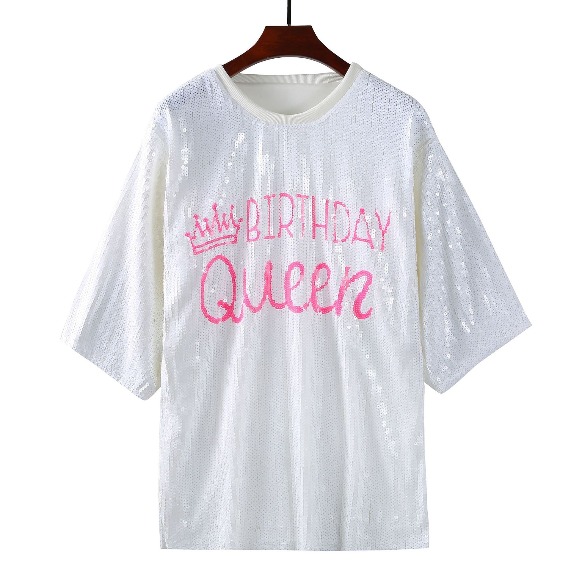 Birthday Queen Sequin Loose T-Shirt