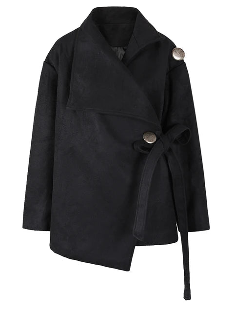 Black Loose Fit Irregular Coat