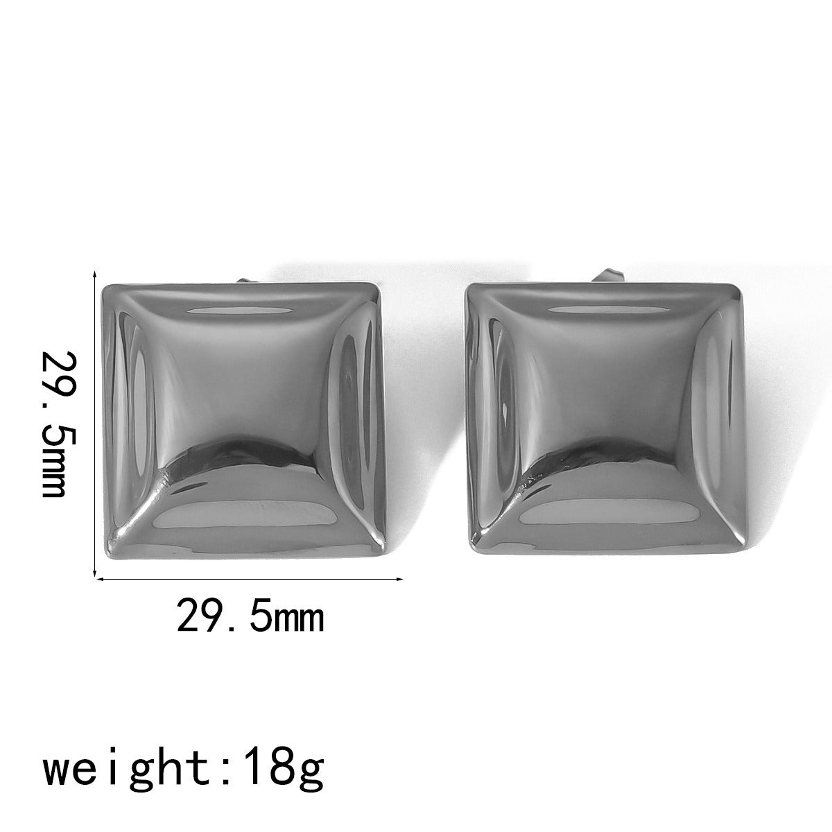 Stainless Steel Concave Square Earrings