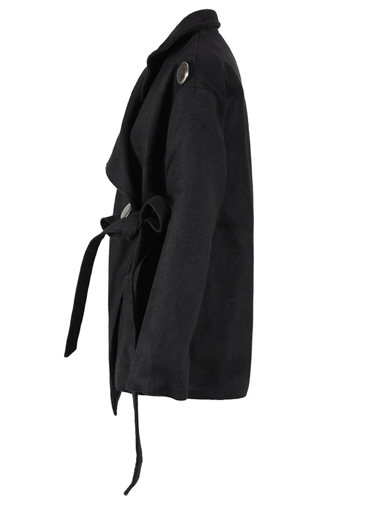 Black Loose Fit Irregular Coat