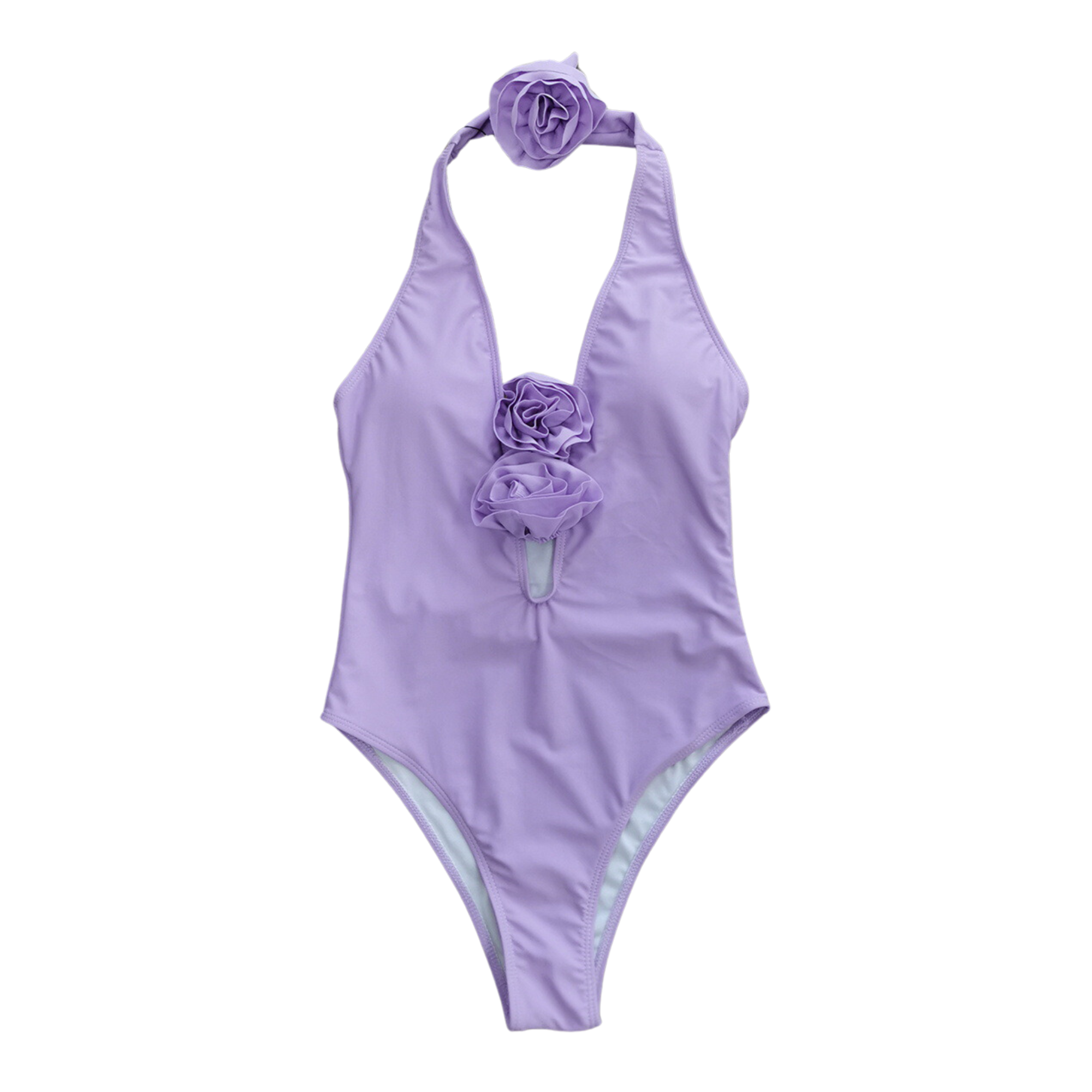 Violet 3D Flower Choker One-Piece Swimsuit