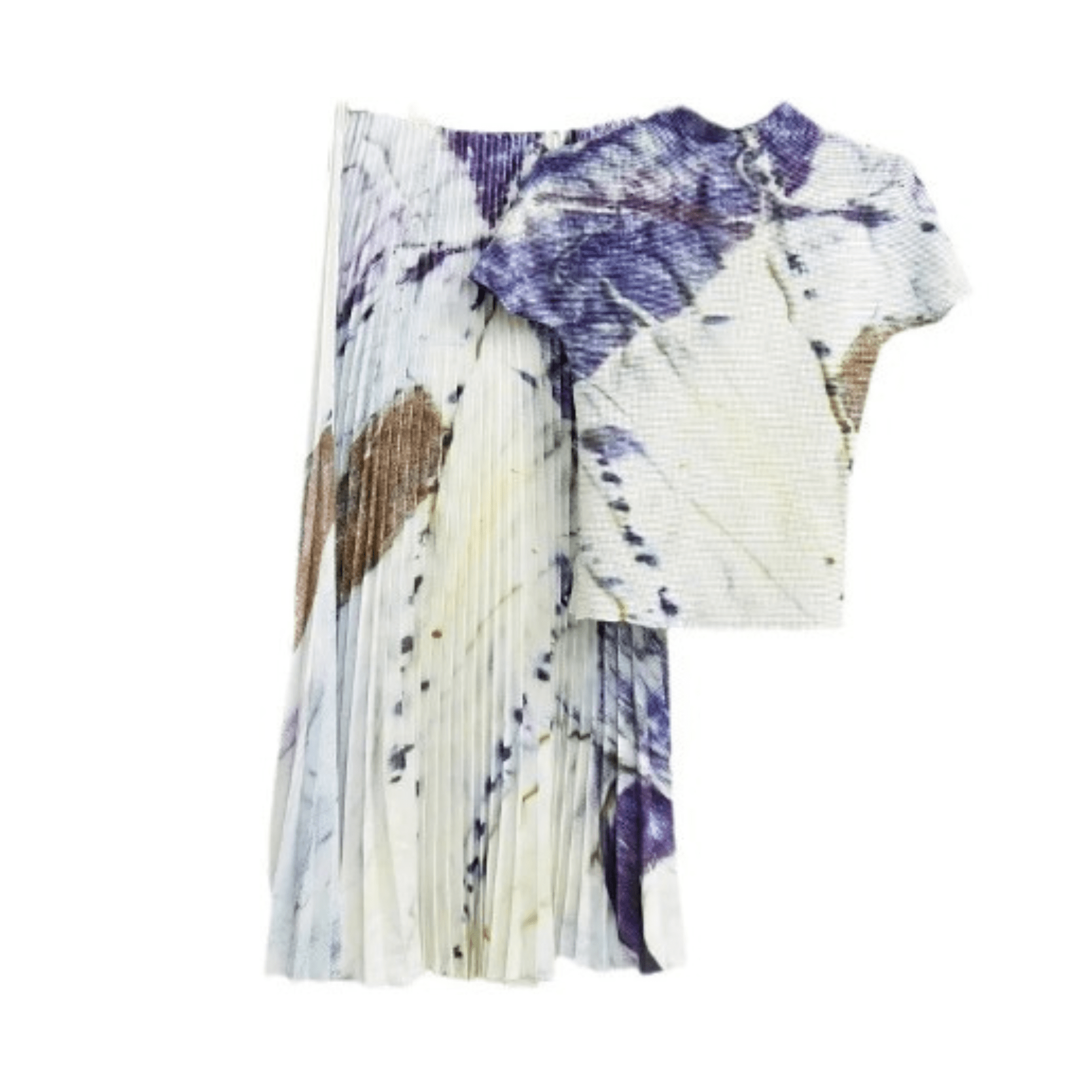 Art Print Pleated Top + Skirt Set - Kelly Obi New York
