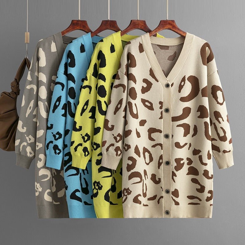 Leopard Knitted Loose Fit Cardigan - Kelly Obi New York