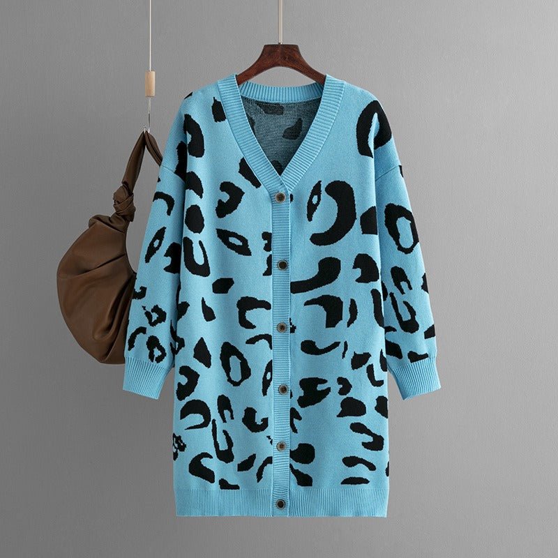 Leopard Knitted Loose Fit Cardigan - Kelly Obi New York