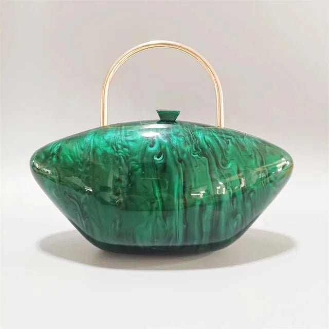 Marbled Acrylic Shell Handbag - Kelly Obi New York