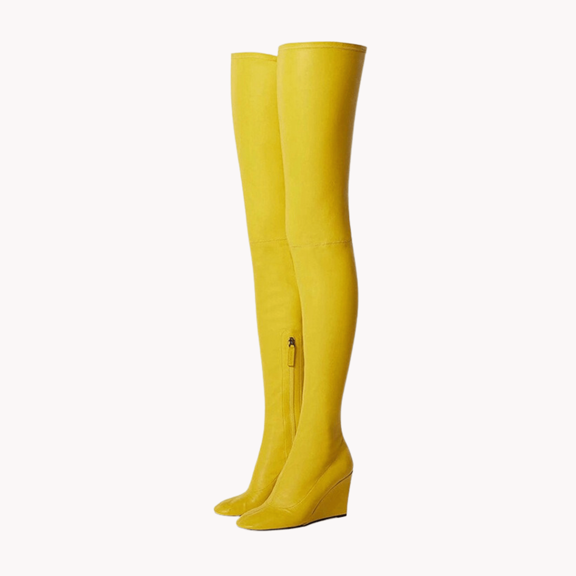 Yellow wedge shops boots