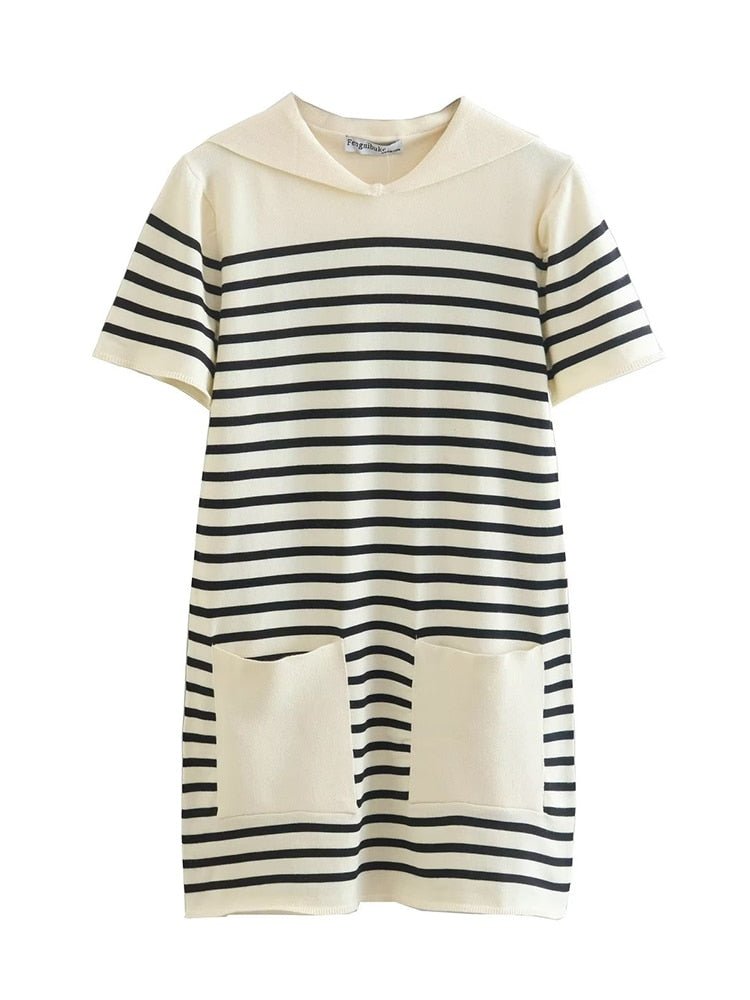 Striped Knitted Mini Dress - Kelly Obi New York