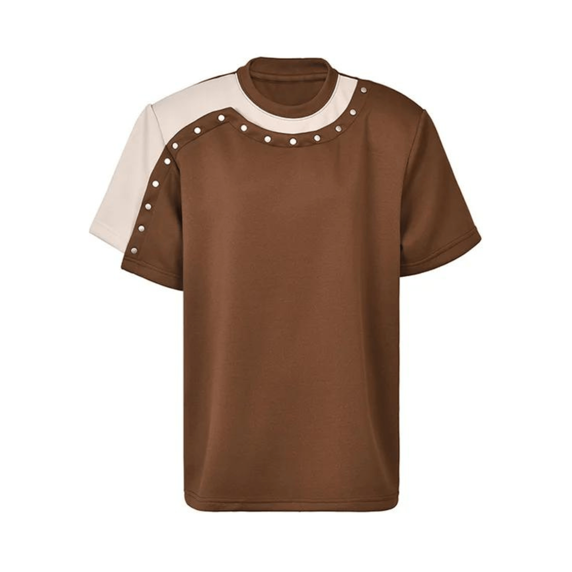 Two-Tone Overlap Studs T-Shirt - Kelly Obi New York