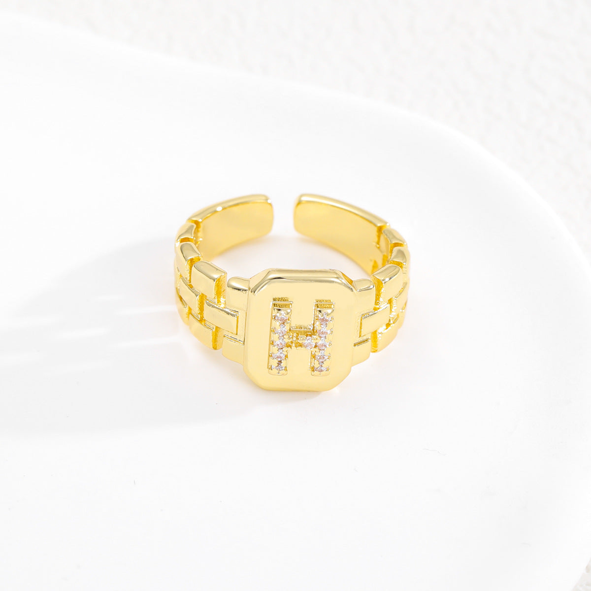 Pre Order:  Letter Series Strap Design Open Ring