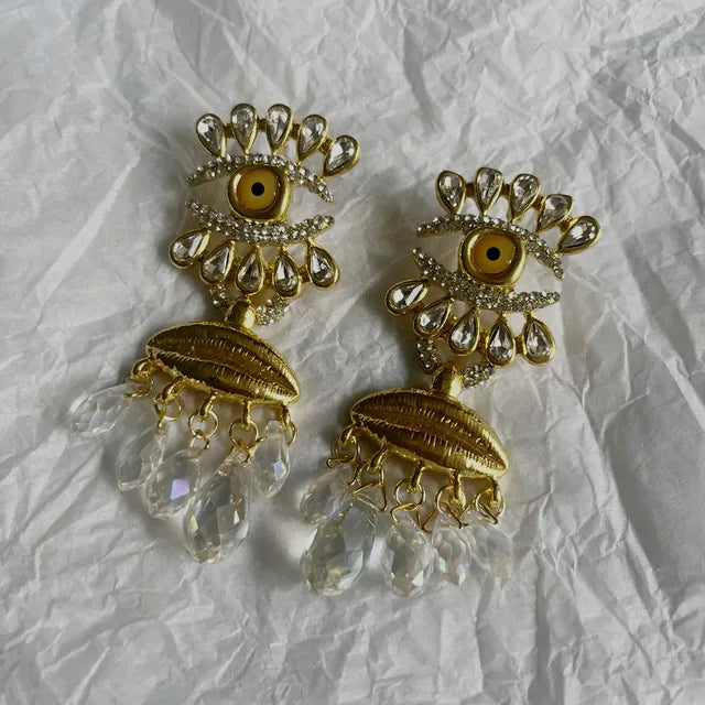 Pre Order:  Oversized Eyes Lips Dangle Earrings