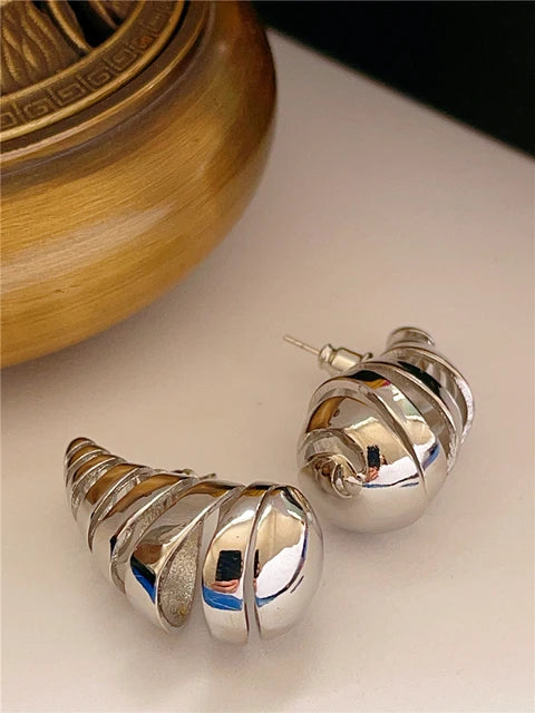 Pre Order:  Hollow Spiral Stud Copper Earrings