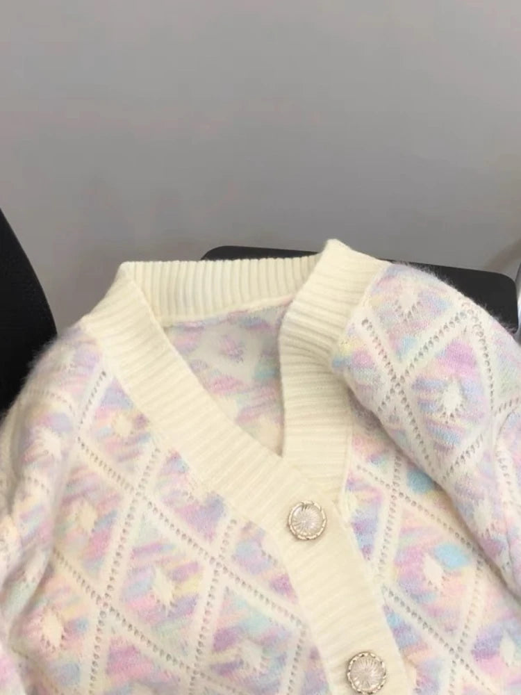 Pre Order:  Soft Hues Argyle Knit Cardigan