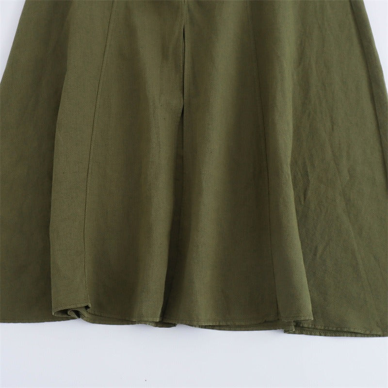 Pre Order: Linen Blend Pocket Cape Skirt