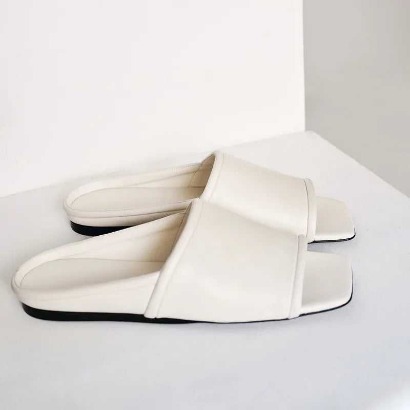 Pre Order:  Flat Mule Square Toe Slippers