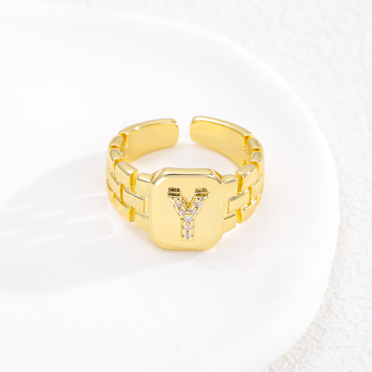 Pre Order:  Letter Series Strap Design Open Ring