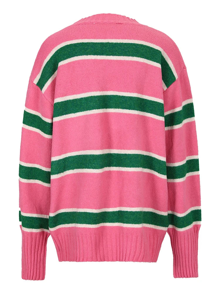 Pre Order:  Pink Striped Big Knitted Sweater