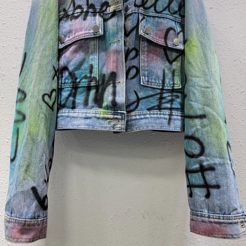 Pre Order:  Graffiti on Denim Short Jacket