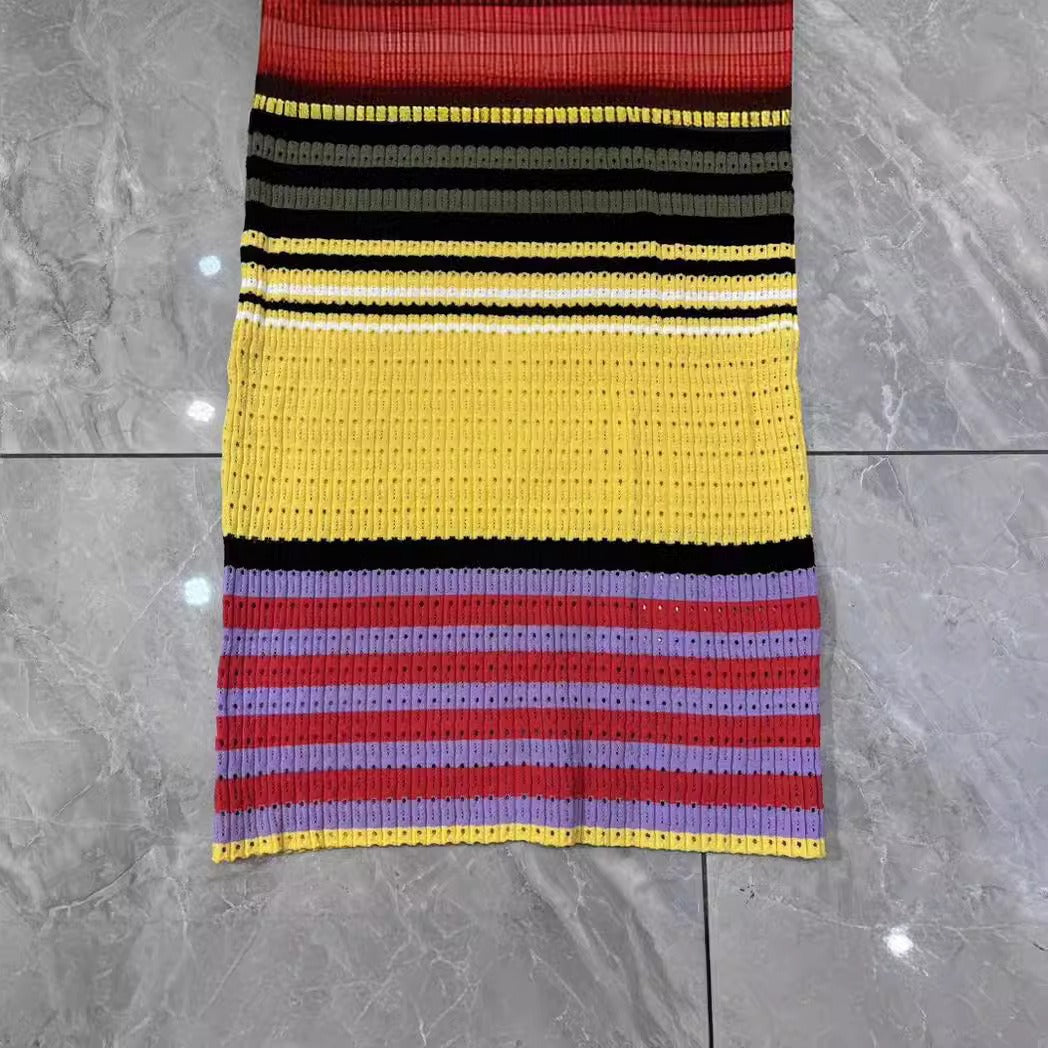 Pre Order:  Multicolor Stripe Sleeveless Knitted Dress