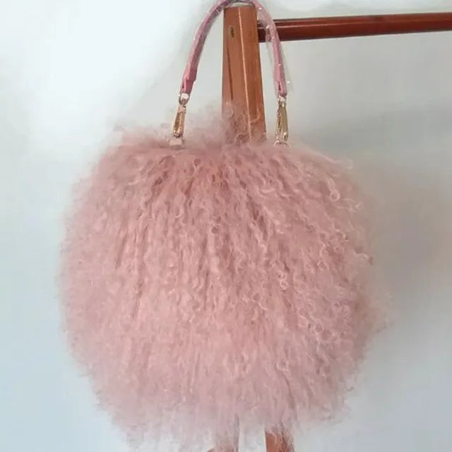 Faux Fur Chain Strap Handbag