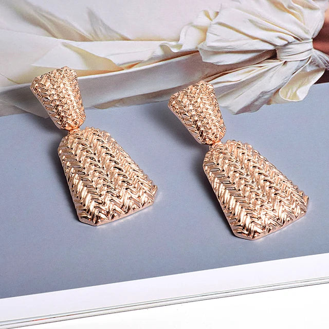 Pre Order:  Basket Weave Texture Drop Earrings