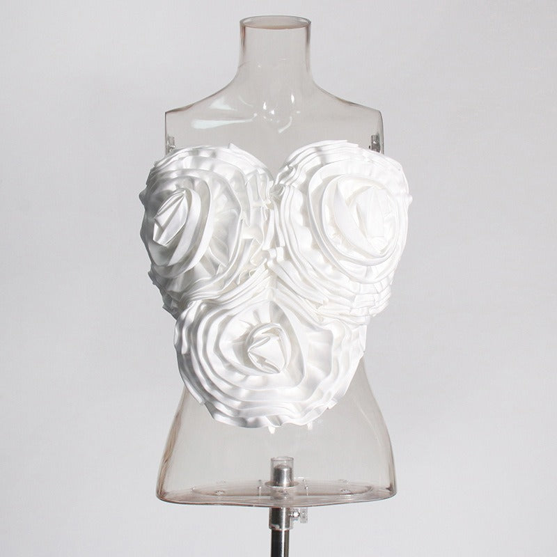 Pre Order:  3D Flower Back Zip Tube Top