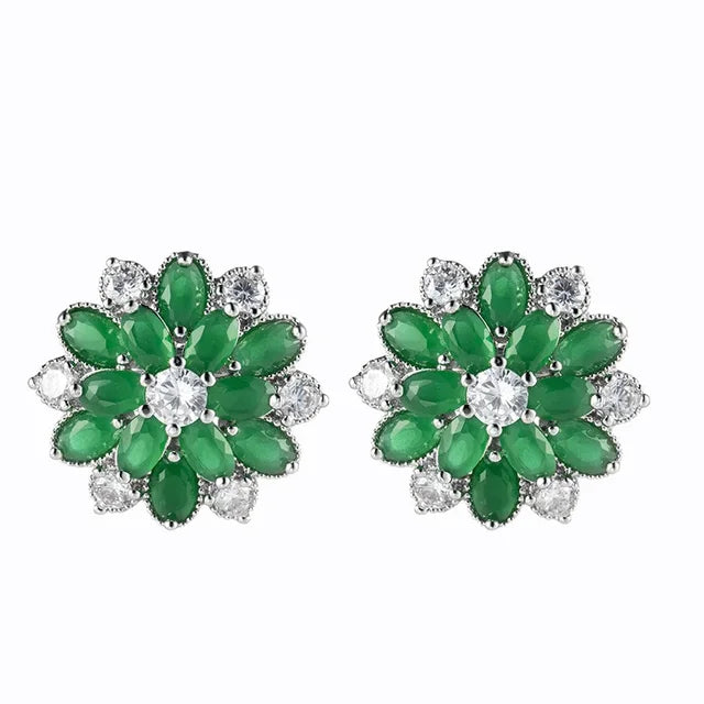 Pre Order:  Flower Crystal Zircon Clip Earrings