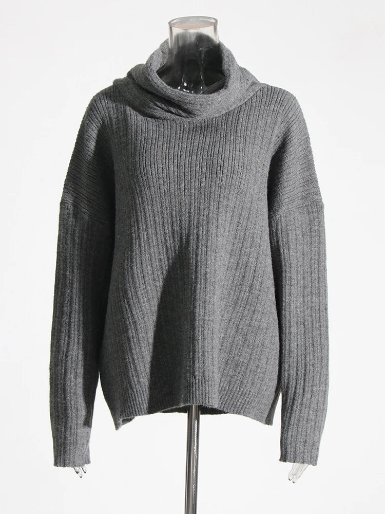 Pre Order:  Diagonal Collar Ribbed Knitted Sweater