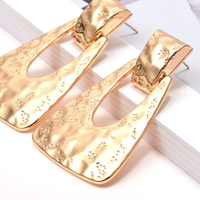 Pre Order:  Trapezoid Textured Metal Drop Earrings