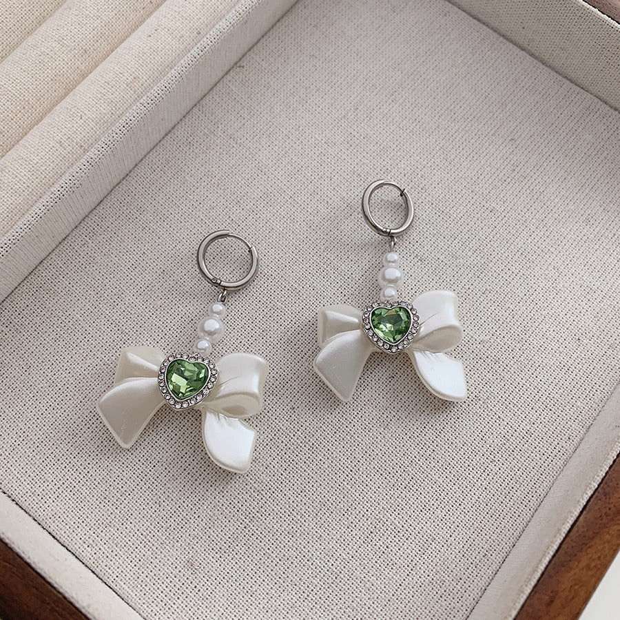 Pre Order:  White Bow Hoop Earrings