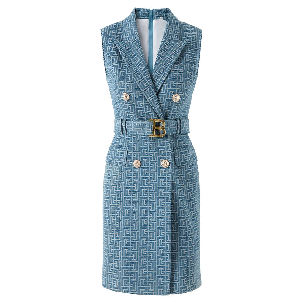 Pre Order:  Blue Sleeveless Vest Dress