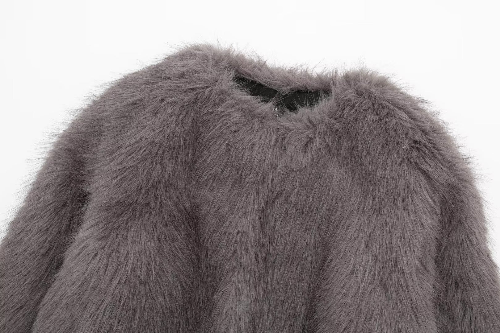 Pre Order: Gray Faux Fur Short Coat