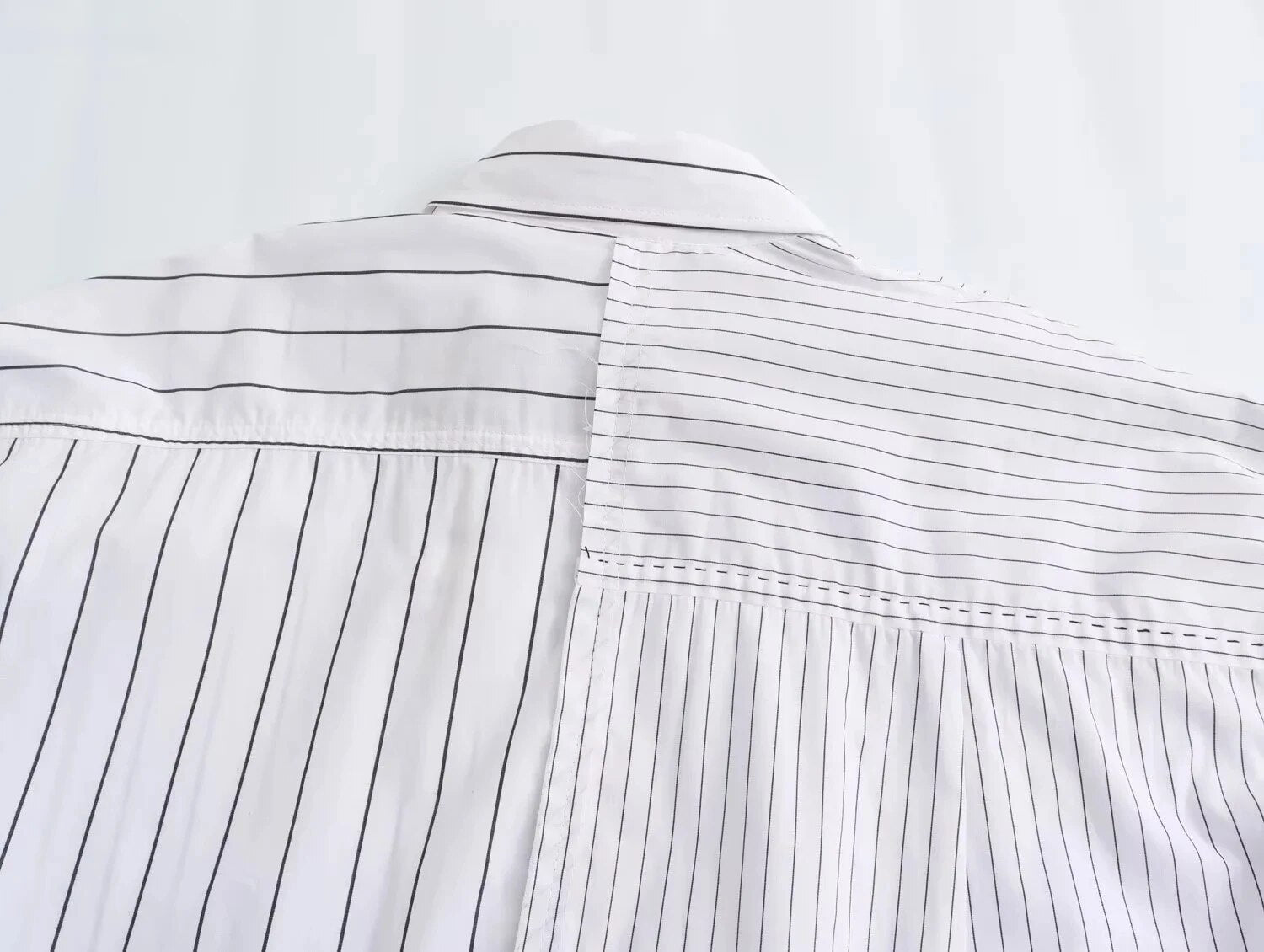 Uneven Curved Hem Striped Shirt