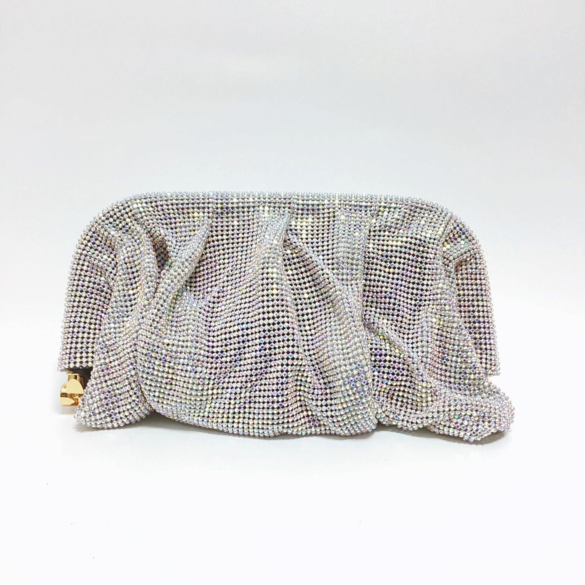 Pre Order: Sparkling Diamond Cloud Wrinkled Dumpling Clutch Bag