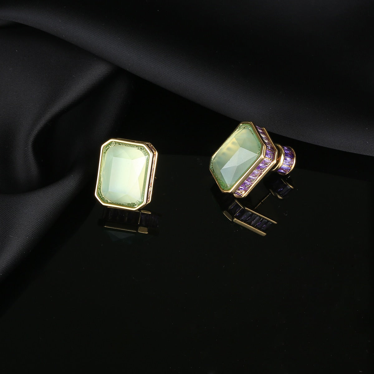 Pre Order:  Gemstone Inlaid Zircon Geometric Earrings