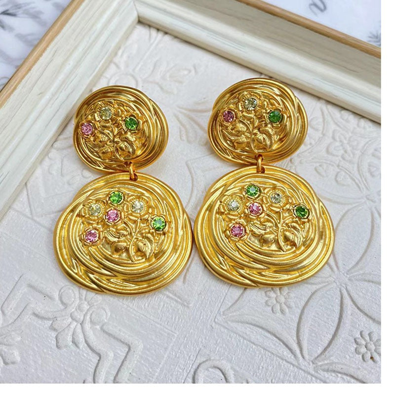 Pre Order:  Antique Flower Embossed Earrings