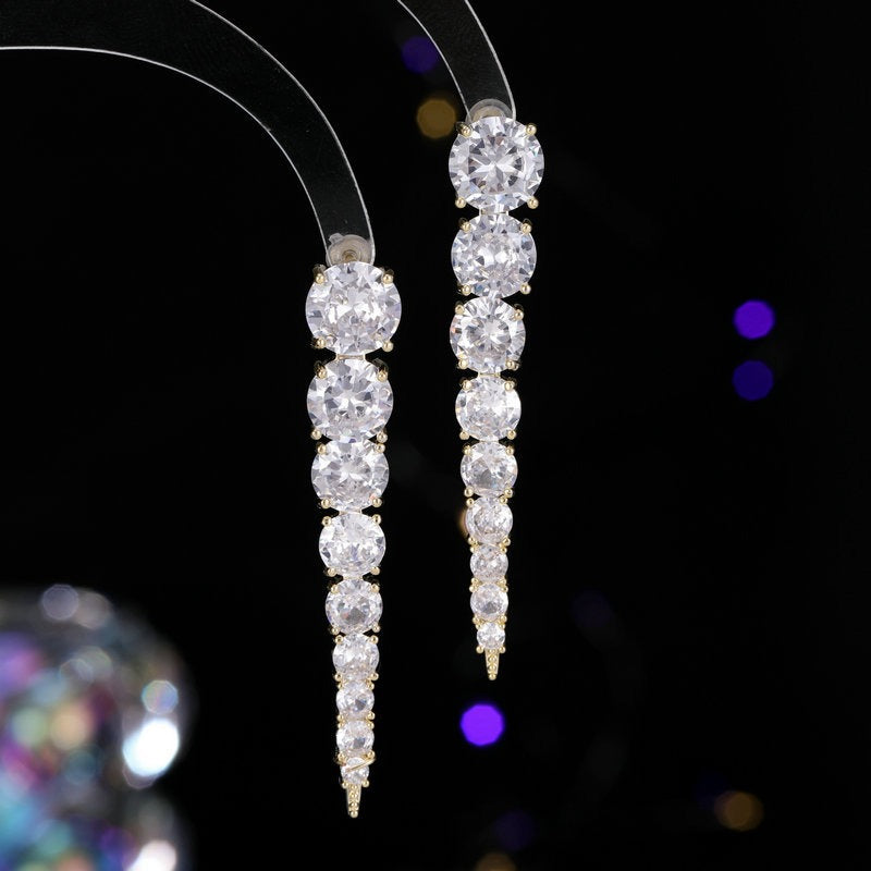 Pre Order:  Ice Cracked Zircon Long Earrings