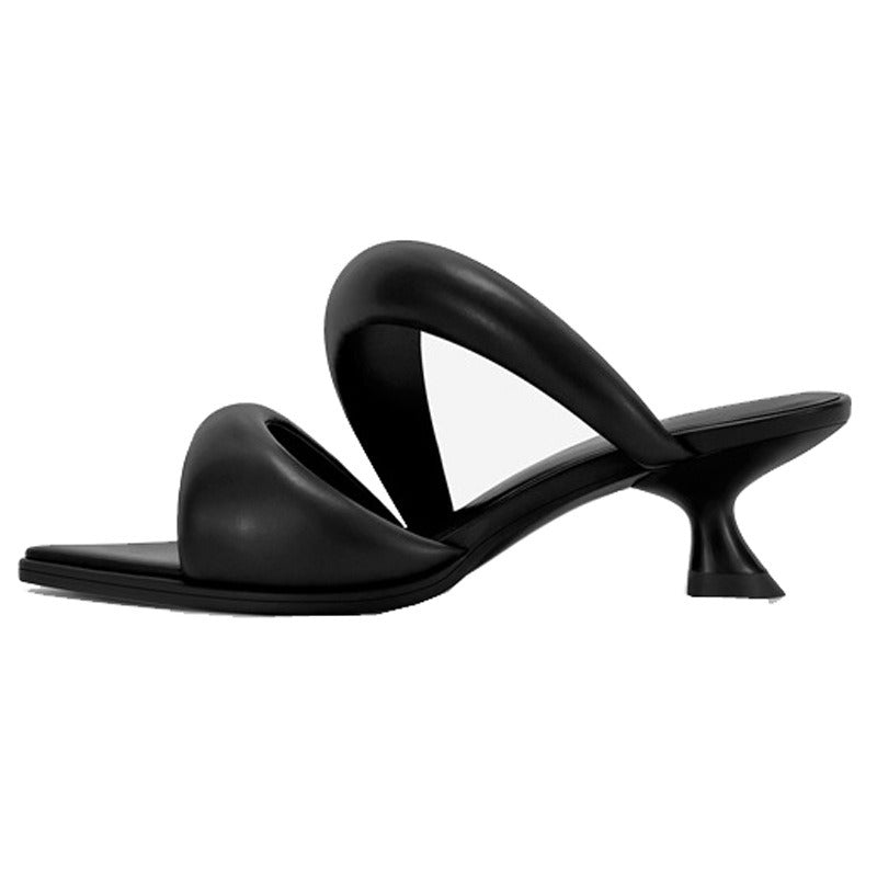 Pre Order:  Puffy Strap Low Heel Stiletto Sandals