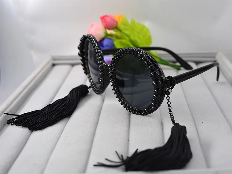 Pre Order:  Tasseled Faux Pearl Frame Sunglasses