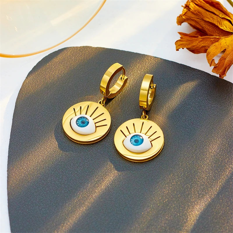 Pre Order:  Steel Blue Eyes Pendant Earrings