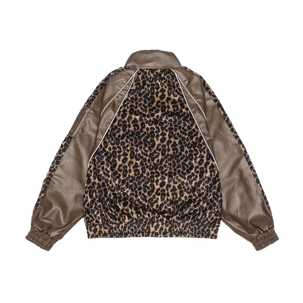 Pre Order: Leopard Print PU Leather Motorcycle Jacket