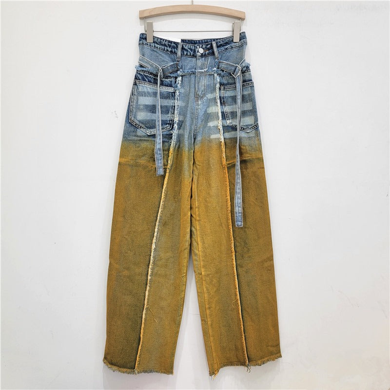 Vintage High Waisted Loose Fit Straight Wide Leg Pants