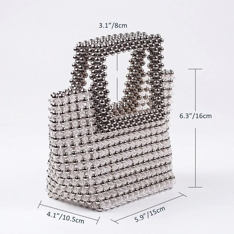 Pre Order:  Silver Beads Top-Handle Handbag