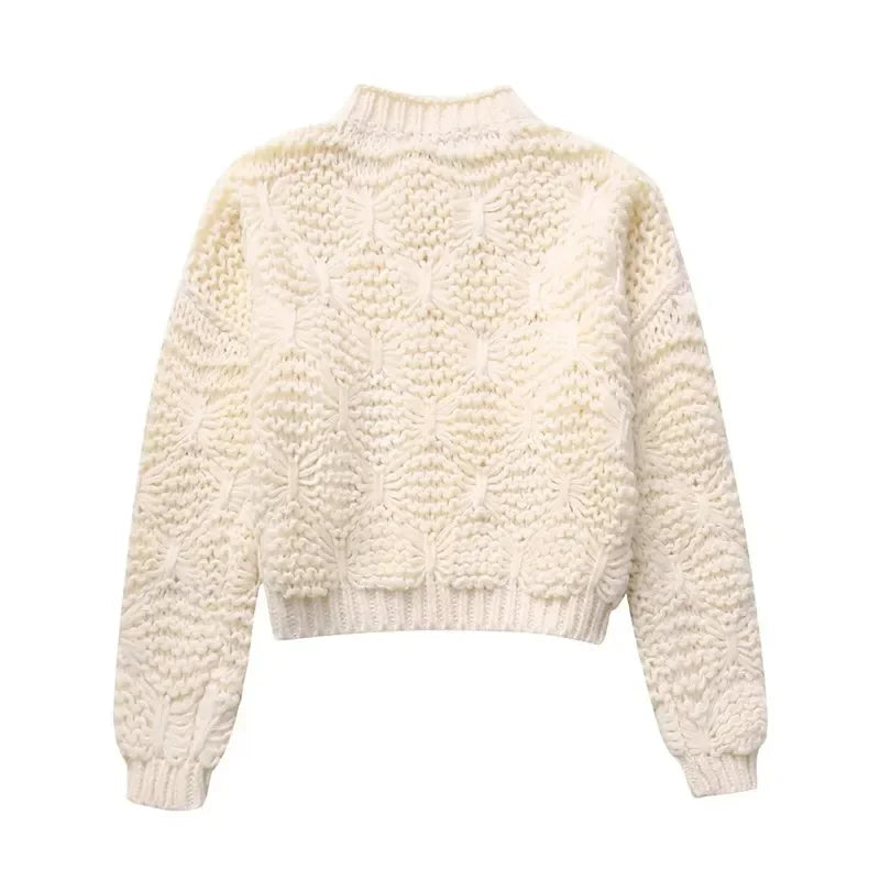 Pre Order:  Casual Solid Cropped Knitted Pullover