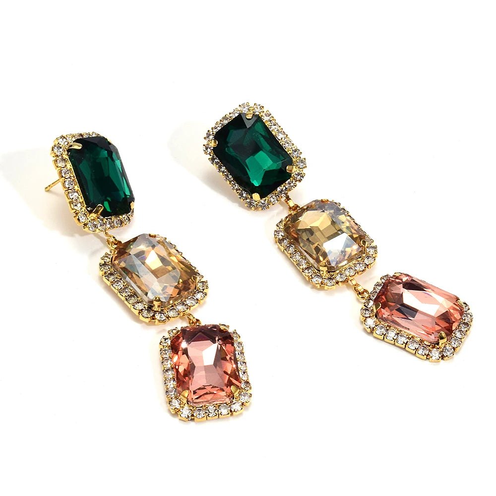 Pre Order:  Geometric Gemstones Dangle Earrings