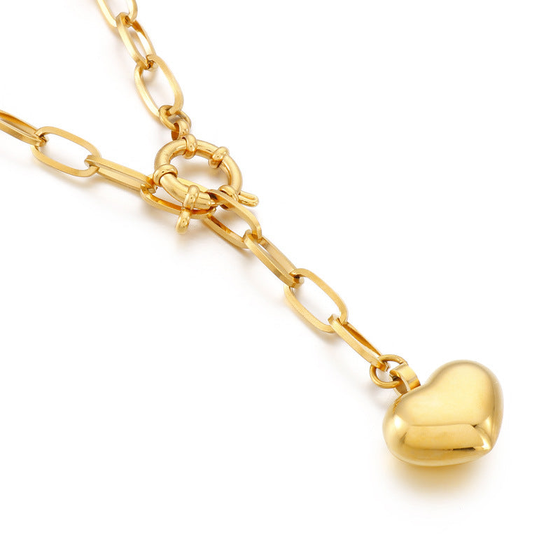 Pre Order:  Heart Brushed Alloy Chain Necklace