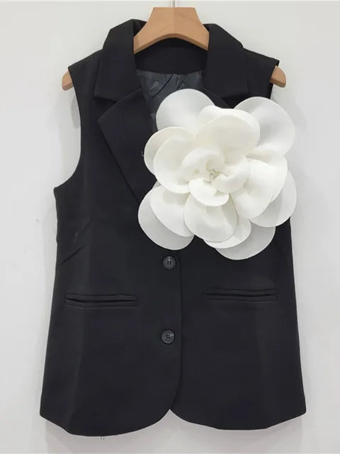 Solid Waistcoat Patchwork Flower Sleeveless Vest