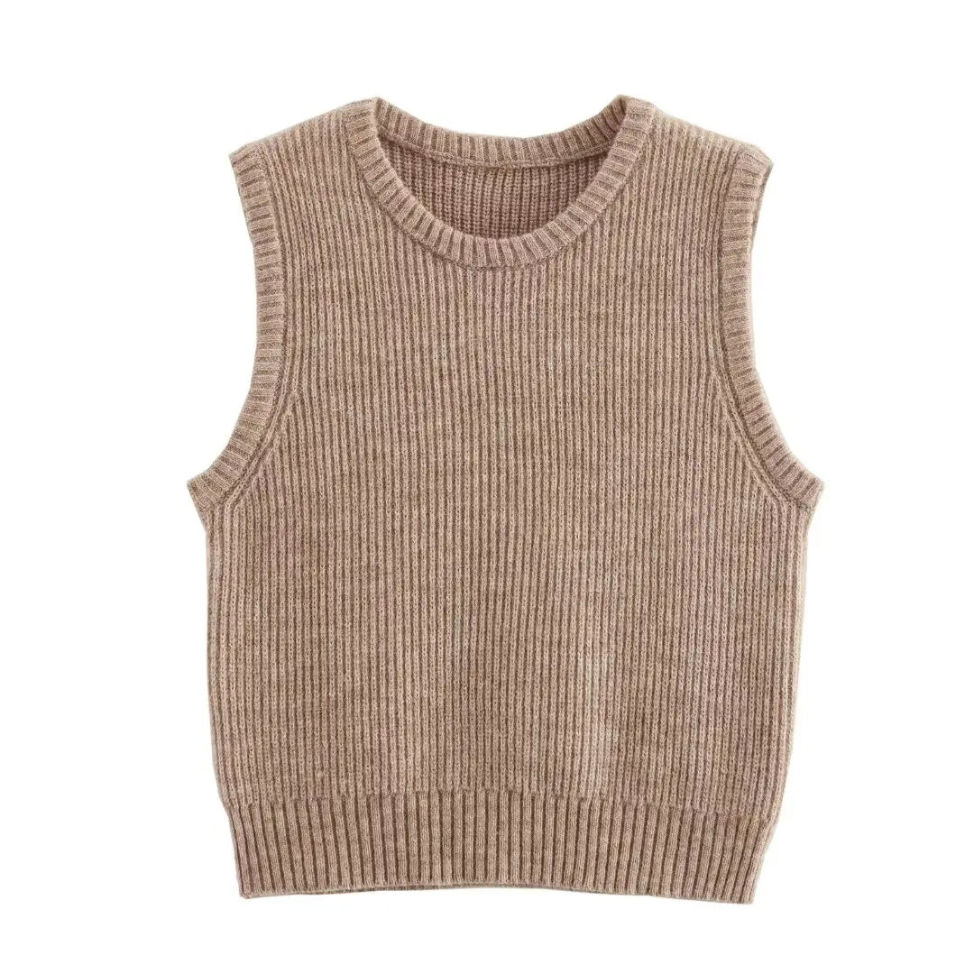 Pre Order:  Round Neck Knitted Vest + Hip Hugging Knitted Skirt