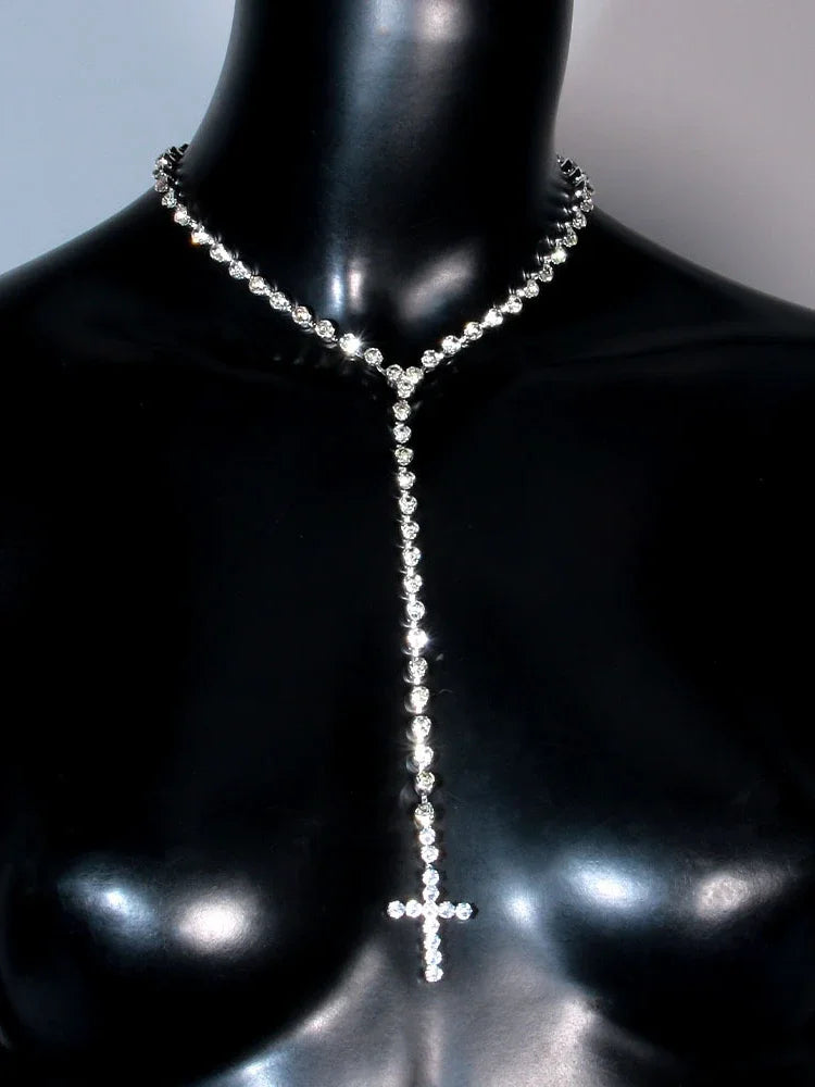 Pre Order:  Cross Pendant Long Charm Necklace