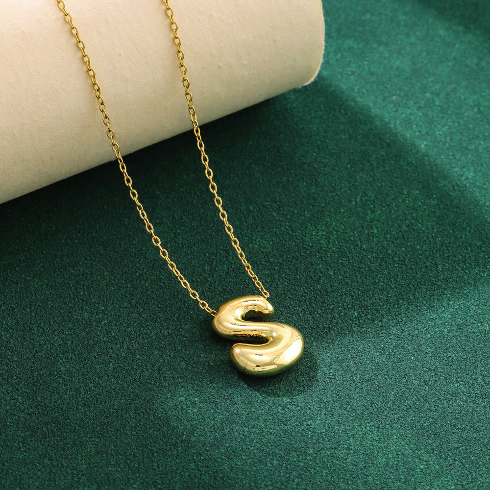 Pre Order:  Bubble 26 English Letter Pendant Necklace