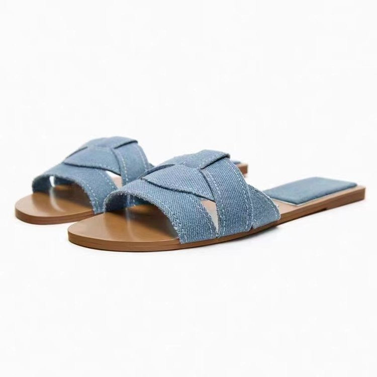 Pre Order:  Casual Cross Band Flat Sandals